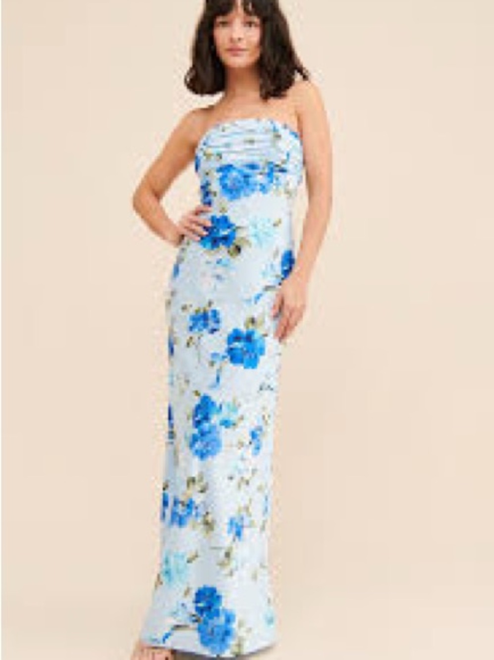 If By Sea - Strapless Blue Floral Maxi Dress